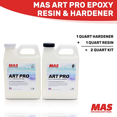MAS Epoxies Art Pro UV Resistant Clear Epoxy Resin Kit, 2-Quart | Zero VOCs, Self-Leveling, Ideal for Jewelry Making, Flower Preservation, Resin Crafts, Use With Pigment Powders, Alcohol Ink - size: 2 Quart