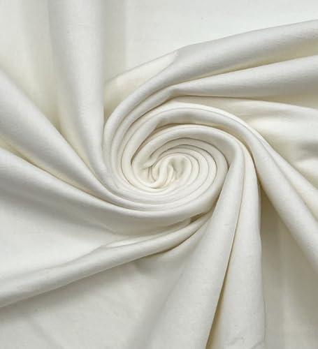 EOVEA - Cotton Spandex Fabric by The Yard - 4 Way Stretch Jersey Knit - Spandex & Cotton T-Shirt Fabric - Lightweight, Breathable - 60" Wide Roll| 10 oz(Ivory, 1 Yard) - color: Ivory, size: 1 Yard