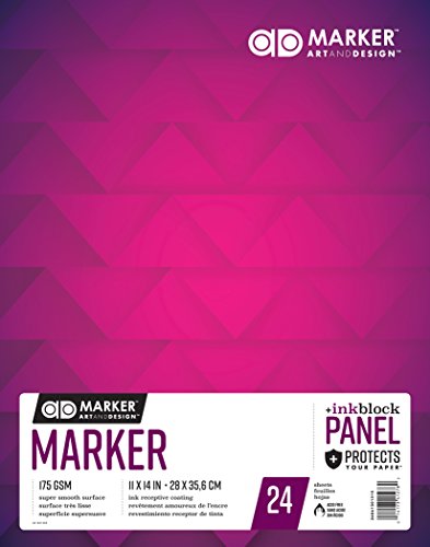 AD Marker Chartpak Paper Pad with Ink Block Panel, 175 GSM, 11 x 14, 24 Sheets/Pad, White, 1 Each (26061301315) - size: 11 x 14 Inches