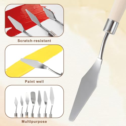 15Pcs Pallet Knife for Acrylic Paint Stainless Steel Painting Knives Set | with Wood Handle Palette Knife Set Drawing Scraper Oil Painting Accessories Paintings Knives for Art Canvas Draw Color Mixing