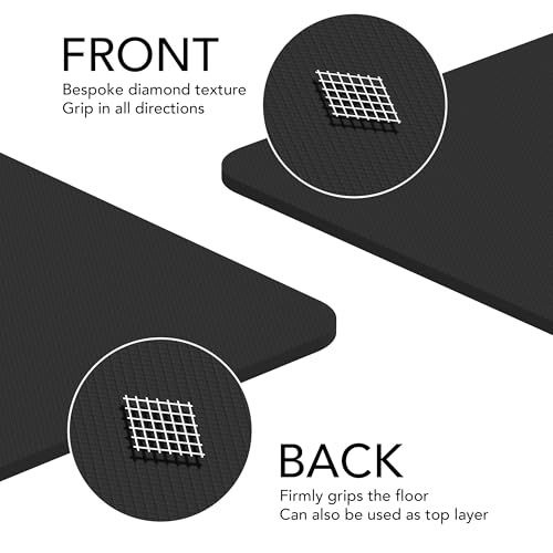 Large Workout Mat - 10mm Extra Thick Exercise Mat & Wide Yoga Mat, 72"x32" - color: Black - Engraved
