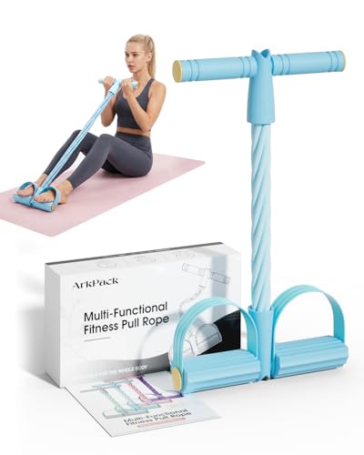 Pedal Resistance Band with Handle,6-Tubes Elastic Pull Rope Fitness Foot Pedal Resistance Bands for Women Girls Bestie Yoga Pilates Exercise Legs Calves Waist Arms Abdomen - color: blue