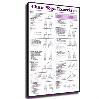 Chair Yoga Guide Poster Chair Exercise Chart for Seniors Wall Art Poster Canvas Print Office Bedroom Living Room Aesthetic Decor (08×12inch No Framed)