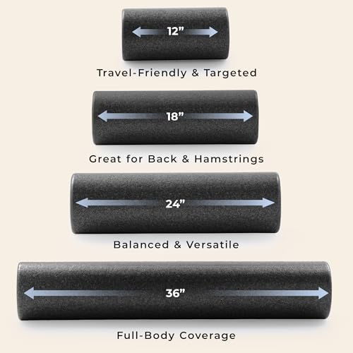 Sunny Health & Fitness 12" Black High-Density Yoga Foam Roller | Muscle Relief, Physical Therapy, Post-Workout Recovery, Improved Flexibility, Home, Gym, Rehab Use, Full-Body Use - color: Black, size: 12-Inch
