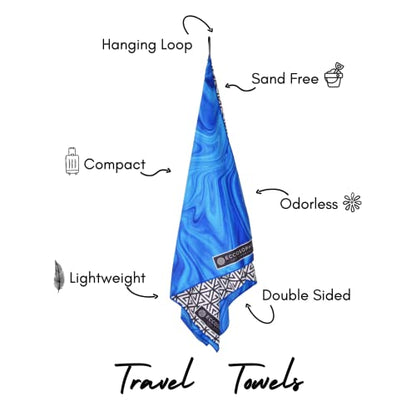 ECCOSOPHY Microfiber Beach Towel - Quick Dry, Sand Free and Oversized 71x35 | Super absorbent, lightweight, swimming, gym, extra large, pool, cruise, camping, yoga, travel, compact, carry bag, vacation - color: Laguna
