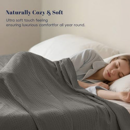 PHF Lightweight Waffle Weave Blanket Twin Size for Bed Grey 66"x90" - color: Grey, size: Twin(66"x90")