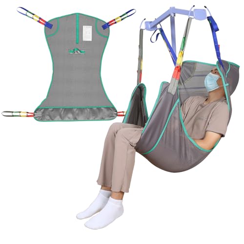 500lbs Mesh Full Body Sling for Lift - Patient Transfer Sling with Wide Pads for Elderly & Disabled,Compatible and Multi-Scene Transfer - color: Purple-gray, size: Large