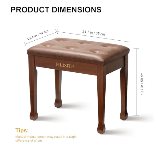 Wooden Piano Bench with Storage, Piano Stool with Waterproof Padded Cushion, Bench Seat for Vanity, Living Room, Bedroom (Wood) - color: Single-wood