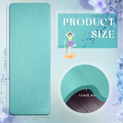 Timgle 6 Pcs 10mm Thick Yoga Mat Bulk 68 x 24 Inches Anti-slip Tear-resistant Exercise Mat Adult Gym Mats for Fitness, Stretching, Workout and Studio, Outdoor Yoga, Pilates - color: Blue-green