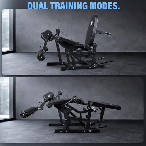LIONSCOOL Leg Extension and Curl Machine V4.0, 800lbs Weight Capacity | Seated Leg Extension, Lying/Prone Leg Curl, 2-Inch Plate Loaded Cable Strength Training Equipment, Home Gym Thigh Workout