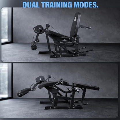 LIONSCOOL Leg Extension and Curl Machine V4.0, 800lbs Weight Capacity | Seated Leg Extension, Lying/Prone Leg Curl, 2-Inch Plate Loaded Cable Strength Training Equipment, Home Gym Thigh Workout
