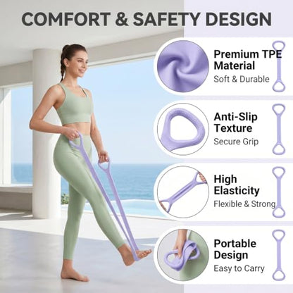 3Pcs Figure 8 Resistance Bands with Handles, Elastic Pull Rope for Home Workout, Yoga, Pilates, Posture Correction & Physical Therapy