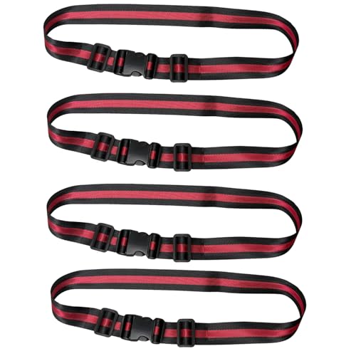 MAGARROW 65" 1.5" Utility Straps with Buckle Adjustable, 4-Pack (RED/Black (4-PCS)) - color: RED/Black, size: 1.5 in x 5.4 ft