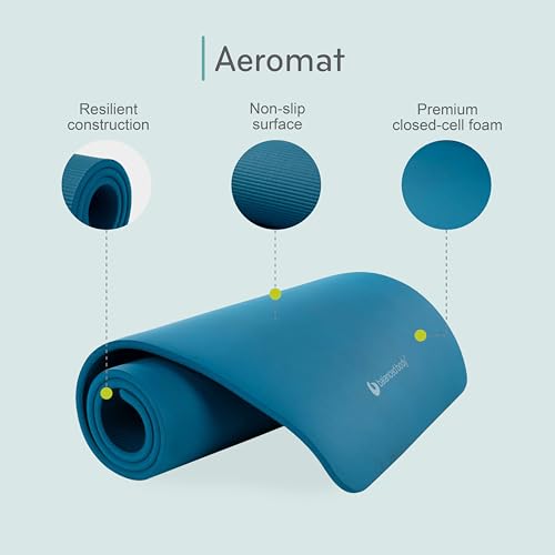 Aeromat Pilates and Yoga Mat, Blue, Balanced Body Extra-Thick Floor Mat - color: Blue
