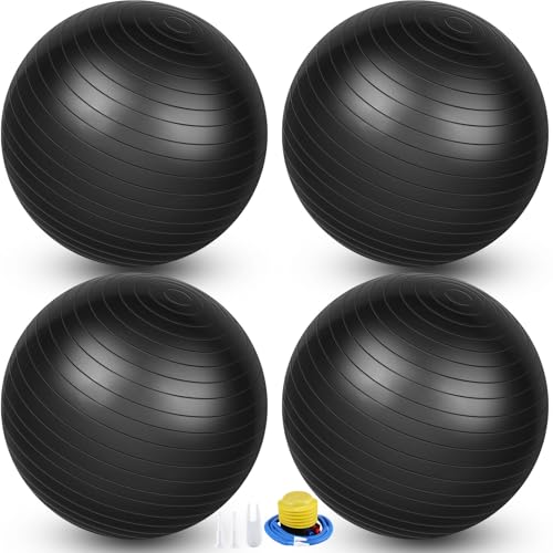 Leyndo 4 Pcs 26 Inch Yoga Exercise Ball Pilates - color: Black