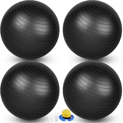 Leyndo 4 Pcs 26 Inch Yoga Exercise Ball Pilates - color: Black