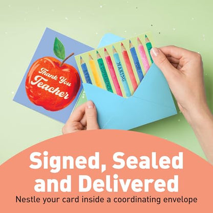 Sweetzer & Orange Teacher Thank You Cards – Set Of 24 4x5.5” Cards With Envelopes & Storage Box – 6 Classroom Designs With 3 Inside Messages For Teacher Appreciation - color: Schoolhouse Classics
