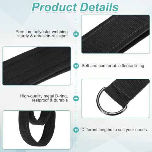 Pilates Double Loop Strap, D-Ring Padded Fitness Strap Pilates Handle Exercise - color: Black