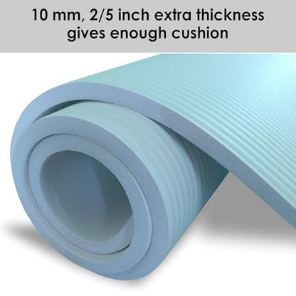YAMAZEN 72"X24" Extra Thickness Yoga Workout Mat for Home Gym Exercise | All Purpose Mat with Strap | 10mm(2/5") / 15mm(3/5") Thickness - color: Ice Blue