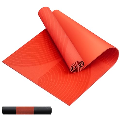 HAPBEAR Large Yoga Mat - 72"x36" Extra Wide Exercise Mat - 1/4" Thick Dual Color PVC | Anti-Slip Surface & High Cushioning - Ideal for Yoga, Pilates & Home Workouts - Bonus Mesh Bag - color: Orange