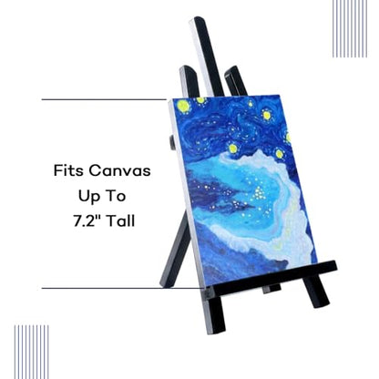 Artkey Black Wooden Display Easel Stand, 13 Inch Folding Tabletop A-Frame Mini Easels for Canvas, Photos, Wedding Signs & Menus, Solid Radiata Pine Wood, 2 Pack - color: Black