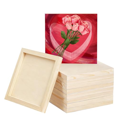 8 Pack 6x6 Inch Unfinished Square Wood Panels for DIY Painting Crafts | Blank Wood Canvas Frames for Oil Paint Pouring & Valentine Halloween Xmas Decor - size: 6"×6" 8 Pack