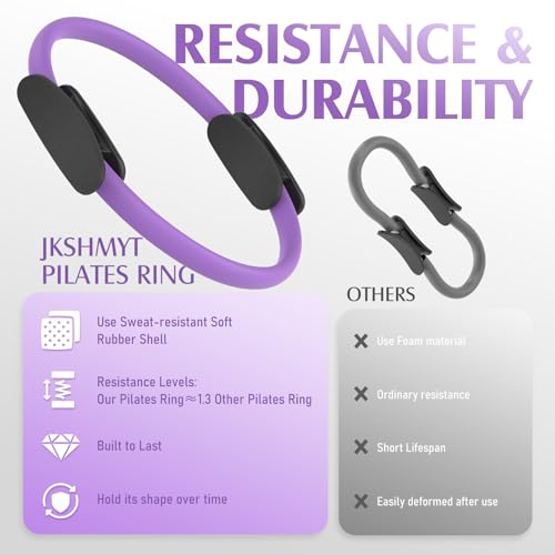 JKSHMYT Pilates Ring, 14.5 inch Magic Circle Pilates Equipment | 30 lb Resistance Home Pilates Ring, Durable Foam Padded Handles, Essentials Pilates Equipment for Beginners and Women - color: Purple, size: Pilates Ring