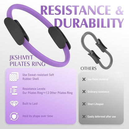 JKSHMYT Pilates Ring, 14.5 inch Magic Circle Pilates Equipment | 30 lb Resistance Home Pilates Ring, Durable Foam Padded Handles, Essentials Pilates Equipment for Beginners and Women - color: Purple, size: Pilates Ring