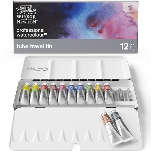 Winsor & Newton Professional Watercolor Paint Set, Tube Travel Tin | 12 x 5ml Tubes, Unrivalled Transparency, Single Pigment Vibrant Colors, Archival Permanence, Heritage Brand, Finest Pigments - style: Lightweight Sketchers' Box 12 x 5ml Tubes