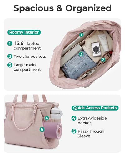 BAGSMART Yoga Pilates Tote Bag for Women with Knotted Handle, Gym Bag - color: Brown