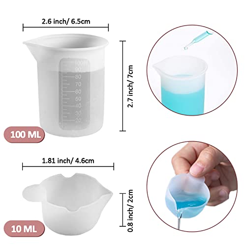 Silicone Stir Sticks Kit, 17PCS Silicone Stirring Tool, Epoxy Resin Brush and Measuring Cups, Silicone Mixing Cups Spoon, Resin Supplies for Paint DIY Crafts Glitter Tumbler | High Quality Silicone, BPA Free, 17 Pieces, Brushes Spatulas Sticks Spoons, 100