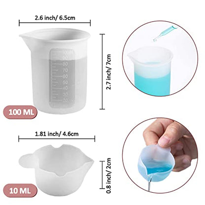 Silicone Stir Sticks Kit, 17PCS Silicone Stirring Tool, Epoxy Resin Brush and Measuring Cups, Silicone Mixing Cups Spoon, Resin Supplies for Paint DIY Crafts Glitter Tumbler | High Quality Silicone, BPA Free, 17 Pieces, Brushes Spatulas Sticks Spoons, 100