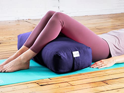 Pranayama Yoga Bolster Meditation Pillow - color: Navy Blue, size: Rectangular 28" x 12" x 8"