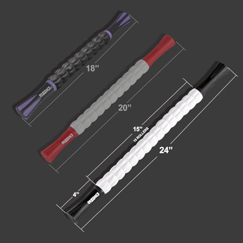 Muscle Roller Massage Roller Stick- Deep Tissue Fascia Blaster for Myofascial Pain Relief, Lymphatic Drainage & Body Sculpting, Handheld Physical Therapy & Recovery Tool (Black & White) - color: Black White