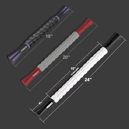 Muscle Roller Massage Roller Stick- Deep Tissue Fascia Blaster for Myofascial Pain Relief, Lymphatic Drainage & Body Sculpting, Handheld Physical Therapy & Recovery Tool (Black & White) - color: Black White