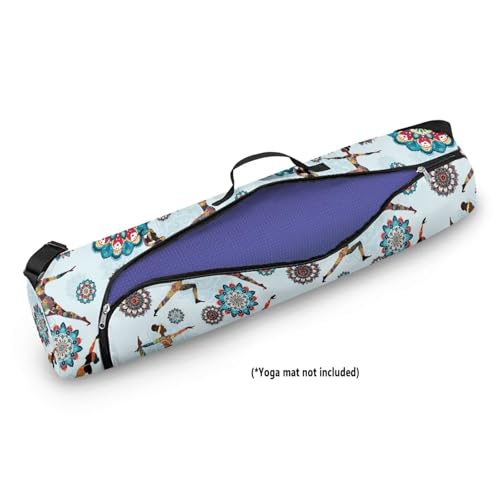 Yoga Mat Bags for Women Lightweight Gym Bag with Strap Full Zip Yoga Accessories - color: Western Print
