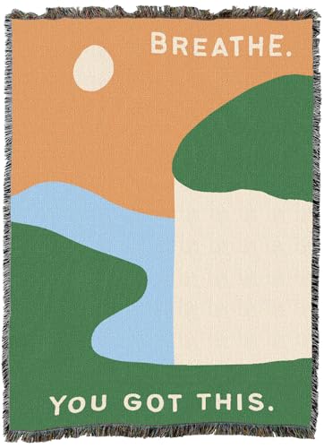 Pure Country Weavers Breathe You Got This Blanket - Gift Tapestry Throw Woven from Cotton - Made in The USA (72x54) - color: Breathe You Got This, size: 72x54