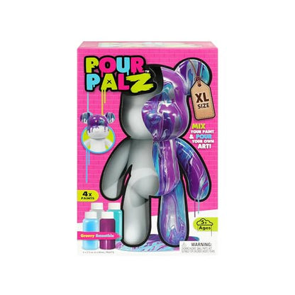 Pour Palz DIY Paint Pouring Kit – 1 XL Bear Figurine, 4 Acrylic Pour Paints, Mixing Cups & Tools, Create Unique Marbled Art, Fun Hands-On Craft Kit for Kids & Adults, Groovy Smoothie, Ages 5+ - color: Groovy Smoothie