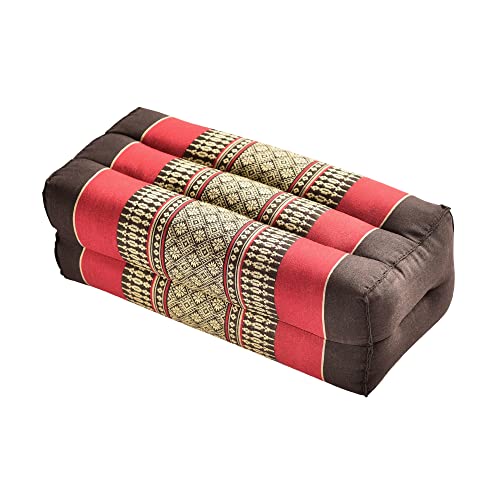 Zafuko Yoga & Meditation Cushion - Organic Water-Resistant Kapok Filling, Meditation Cushion, Soft Yoga Prop - color: Black/Red