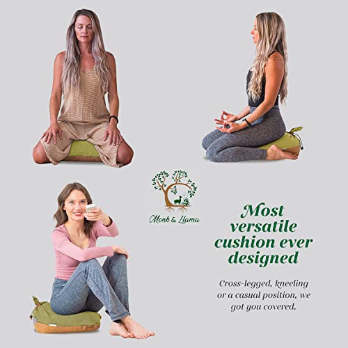 MONK & LLAMA Meditation Cushion Floor Cushion for Yoga & Sitting – Zafu Pillow for Proper Posture & Spinal Alignment, Comfortable Buckwheat Support with Washable Cover for Meditation, Home & Office - color: Beige