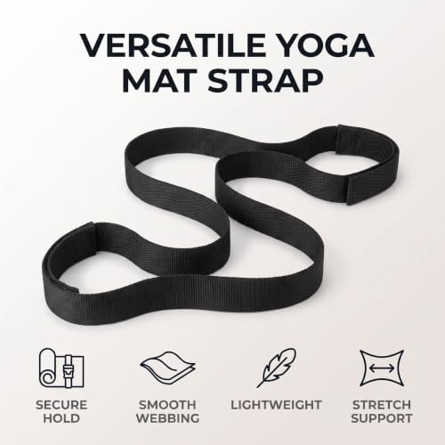 Black Durable Yoga Mat Harness Strap Sling, Yoga Carrying Adjustable Thick Straps Sling for Carrying Large Mats, Stretching Band (Just Strap, Not Mats)