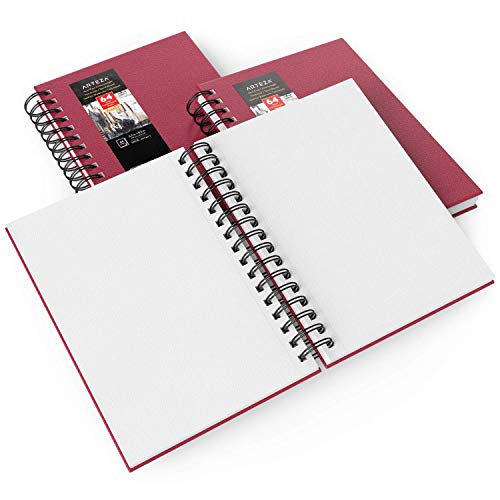 ARTEZA Watercolor Sketchbook, 3-Pack, 64 Pages Each, 5.5 x 8.5 Inches, Pink Hardcover, 140-Pound Spiral-Bound Paper - color: Pink, size: 5.5x8.5 inch - 3 pack