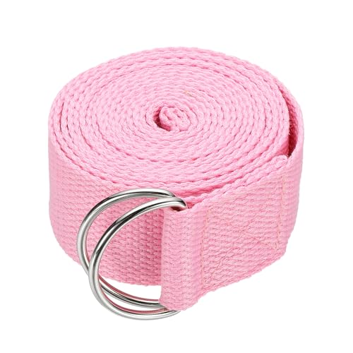 Yoga Strap for Stretching, Athletic Stretch Band with Adjustable Metal D Ring Buckle Yoga Bands - color: Pink, size: 8.2ft