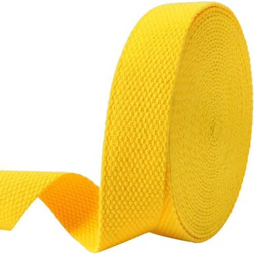 Heavy‑Duty Cotton Webbing Strap 1''x6yds Gold for Bags | 2mm thick webbing for dog collars, backpack, bag handles, apron straps, slings, sewing repairs & DIY craft projects. - color: Gold