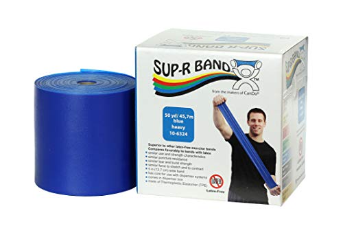 CanDo 10-6324 Sup-R Latex Free Exercise Band, 50 yd Roll, Blue-Heavy - color: Blue: Heavy, size: 50 yd