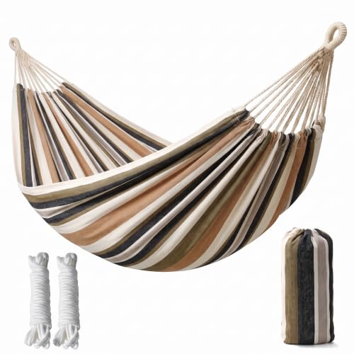 Canvas Hammock 122" Long X 59" Wide 2 Person Hammock 440 pounds Maximum Weight Applicable Scenes in Courtyard Autumn, Indoor Hanging Chairs, Beach Leisure (Black White, Full) - color: Black White