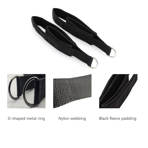 Pilates Double Loop Straps with Extra Padding, Adjustable D Ring Reformer Straps for Home Gym, Yoga Stretching, Core Strength Training