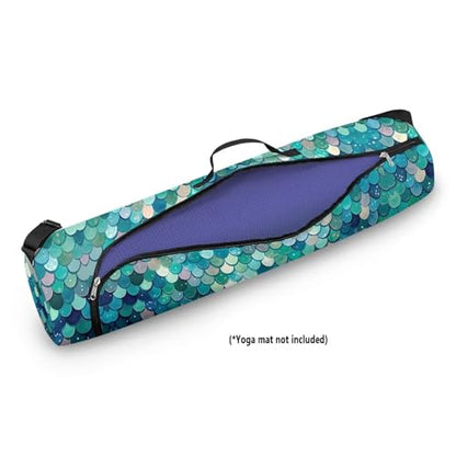 Yoga Mat Bag for Women & Men Full-Zip Yoga Mat Carrier Bag for Class Workout Park with Adjustable Strap - color: Blue Fish Scale1