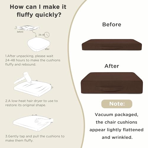 AddGrace High Density Recliner Cushion for Elderly 20x20in Brown - color: Dark Brown