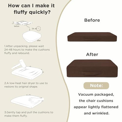 AddGrace High Density Recliner Cushion for Elderly 20x20in Brown - color: Dark Brown